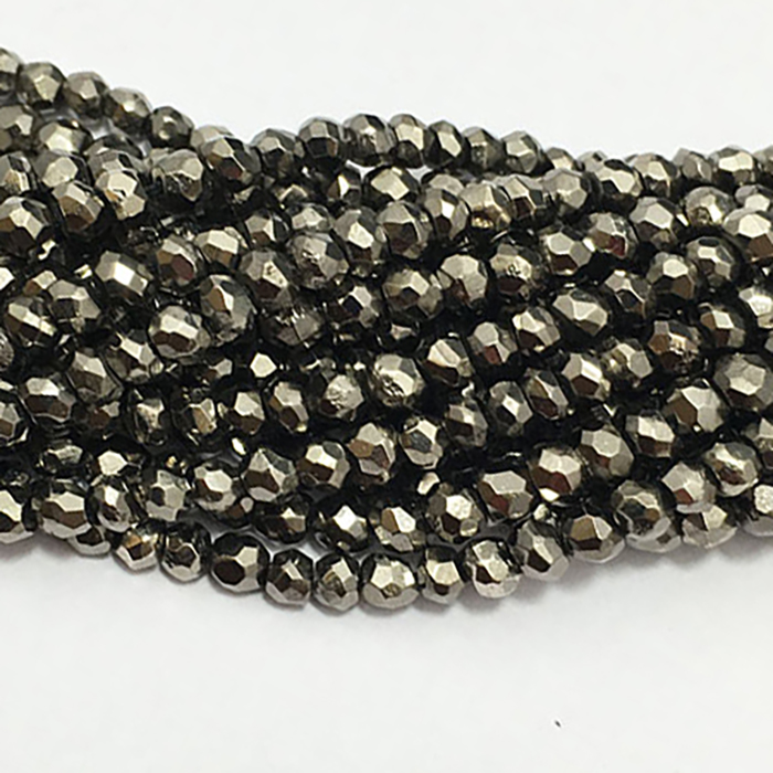 Supplier Black Pyrite Faceted Rondell 3.5mm to 4mm Beads