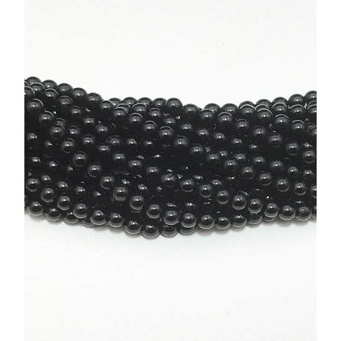 Genuine Black Spinal Plain Round 2mm to 3mm Beads