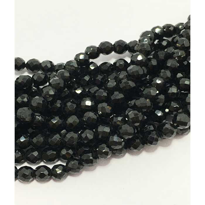 natural Black Spinal Faceted Round 3.5mm to 4mm Beads