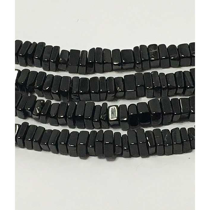 Semi Precious Black Spinal Plain Disc Square 4mm to 5mm Beads