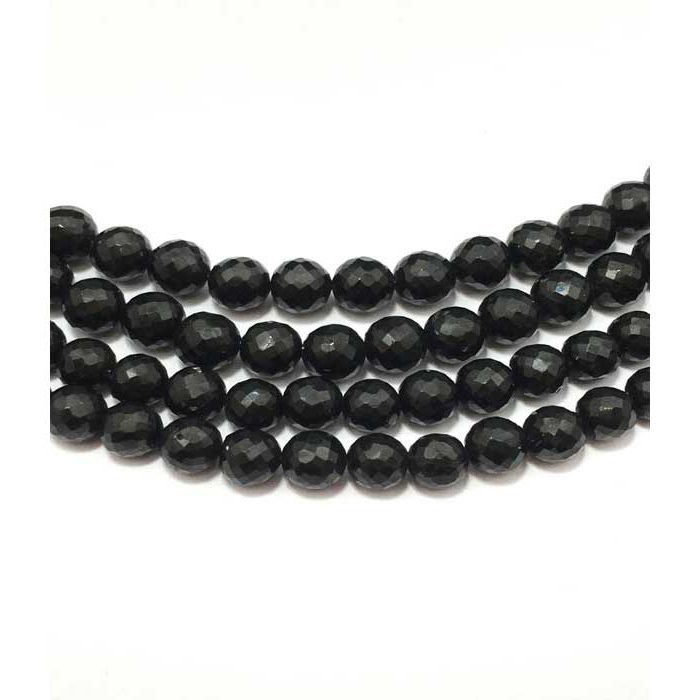 Online Black Spinal Faceted Round 5.5mm to 6.5mm Beads