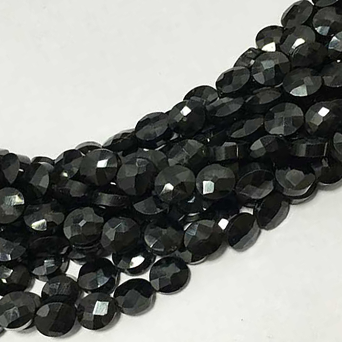 Buy Best Black Spinal Faceted Coin 6mm to 6.5mm Beads