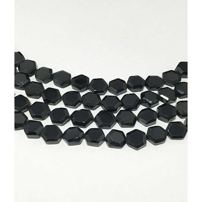 Stunning Black Spinal Faceted Hexagon 6mm to 7mm Beads