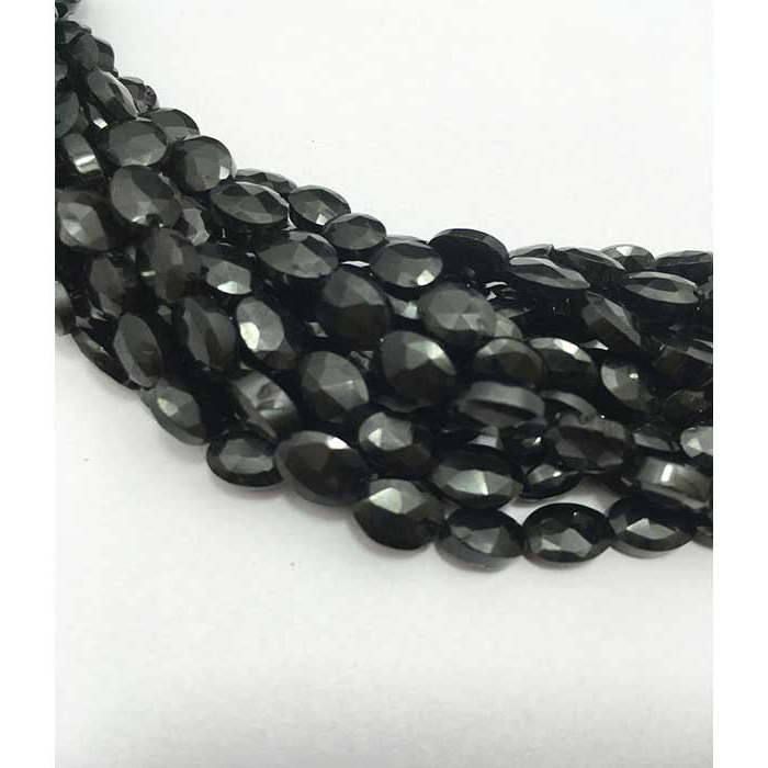 Top Quality Black Spinal Faceted Oval 6mm to 8mm Beads