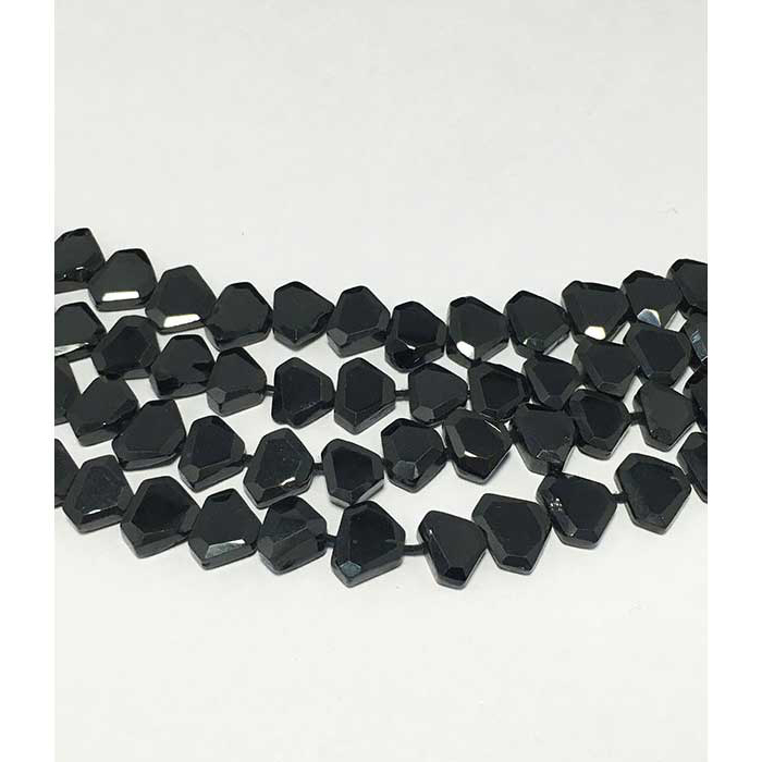 Online Black Spinal Faceted Flat Triangle 6mm to 9mm Beads