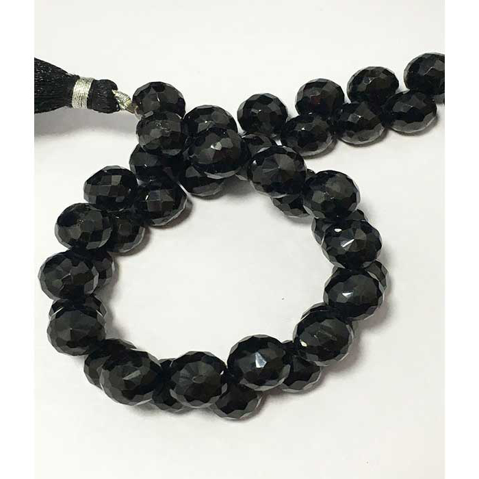 Stunning Black Spinal Faceted Onion 8mm to 8.5mm Beads