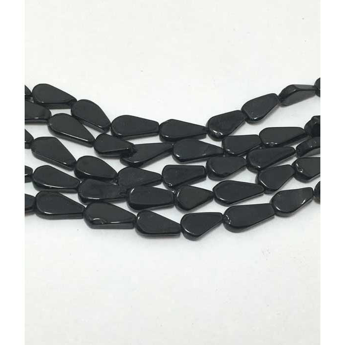 natural Black Stone Onyx Plain Flat Pear 10mm to 12mm Beads