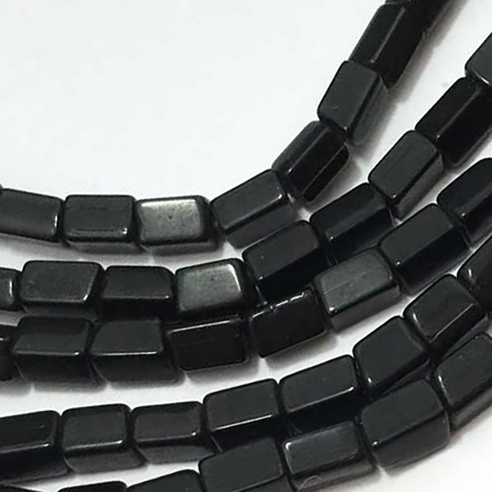 Loose Black Stone Onyx Plain Box and Bricks 5mm to 6mm Beads