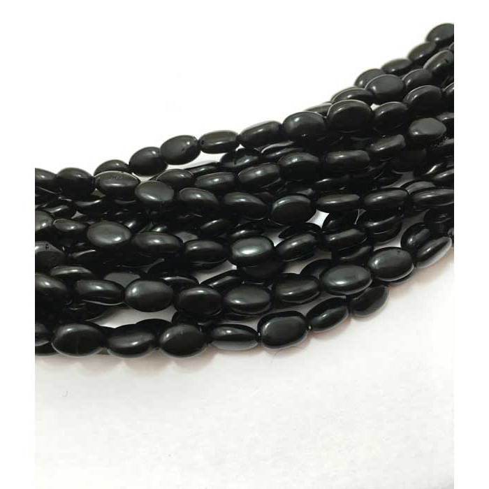 Online Black Stone Onyx Plain Oval 8mm Beads