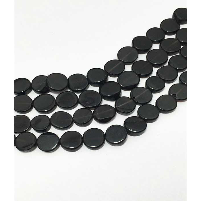 Online Ready Stock Black Stone Onyx Plain Coin 8mm to 10mlm Beads