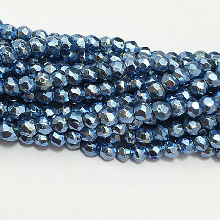 Stunning Blue Pyrite Faceted Rondell 3.5mm to 4mm Beads
