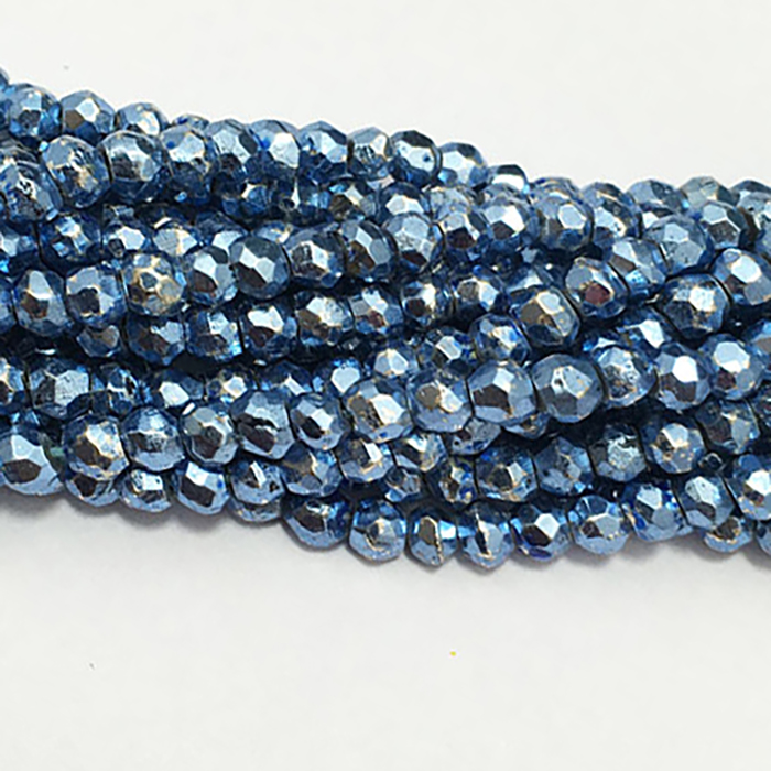 Stunning Blue Pyrite Faceted Rondell 3.5mm to 4mm Beads