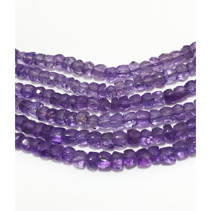 Genuine Brazilian Amethyst Hand Cut Faceted Rondell 4MM to 5MM Beads