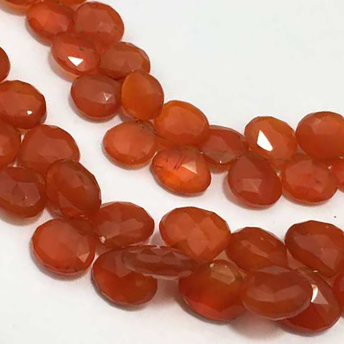Semi Precious Carnelian Faceted Briolette Side Drill Drops Pear 10mm to 12mm Beads
