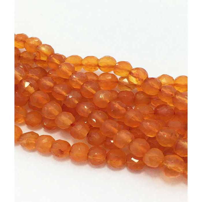natural Carnelian Faceted Round 3.5mm to 4.5mm Beads