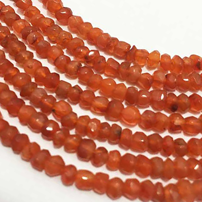 natural Carnelian Hand Cut Faceted Rendell 4mm to 4.5mm Beads