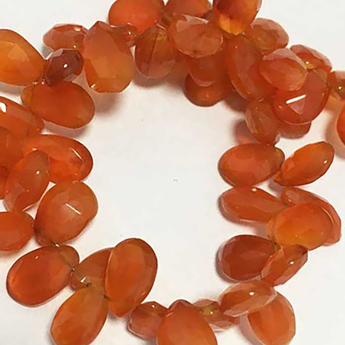 Stunning Carnelian Faceted Briolette Side Drill Drops Pear 7mm to 8mm Beads