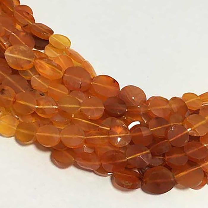 Exporter Carnelian Faceted Coin 7mm to 8mm Beads