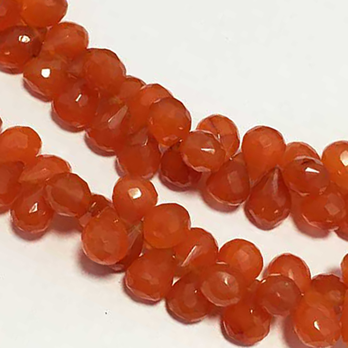 Genuine Carnelian Faceted Briolette Side Drill Drops Pear 7mm to 9mm Beads