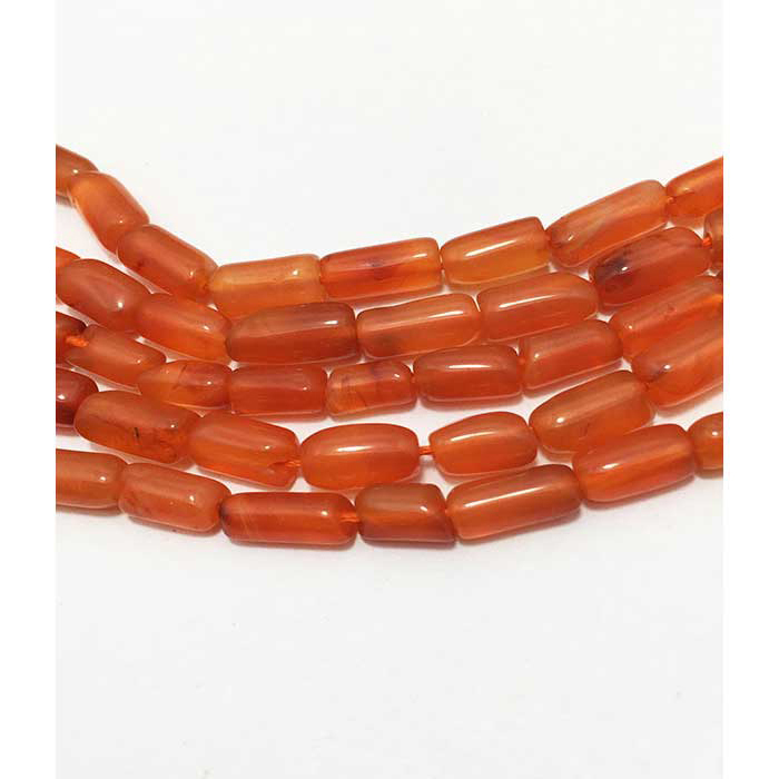 Genuine Carnelian Plain Tube 7mm to 9mm Beads