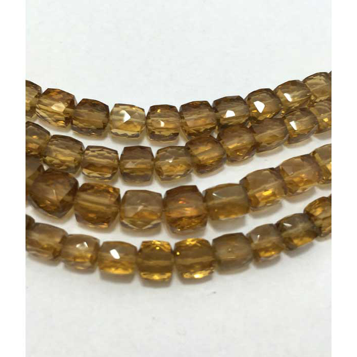 Online Champagne Quartz Faceted Box 5.5MM to 7.5MM Beads