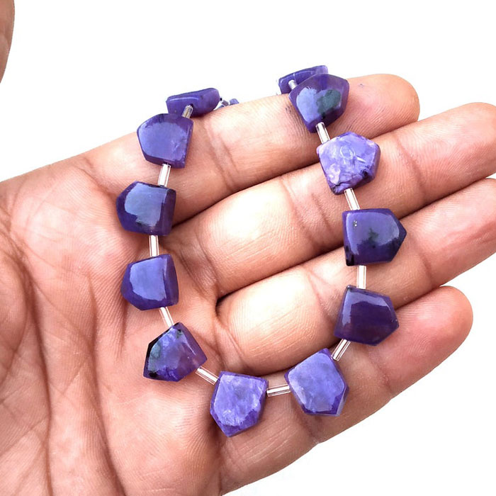 exporters of Charoite Pentagon Beads Strand for mala making