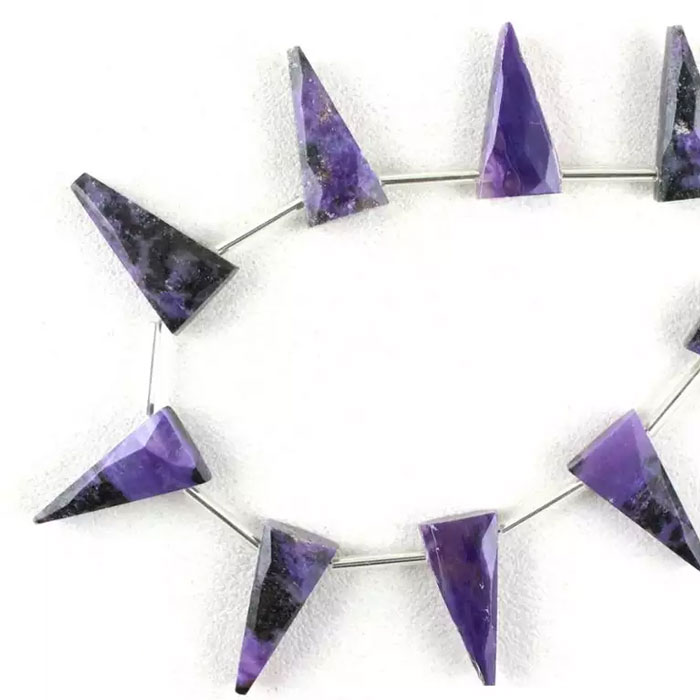 online selection of Charoite Triangle Beads Strand for mala