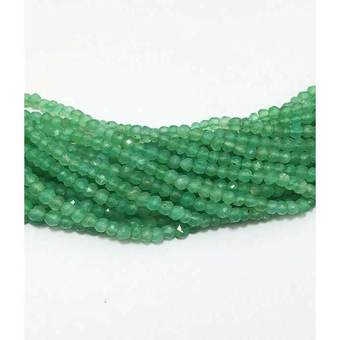 Genuine Chrysoprase Faceted Rendell 3.5Mm To 4Mm Beads