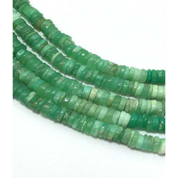 Semi Precious Chrysoprase Plain Tyre (Wheel) 6Mm To 6.5Mm Beads