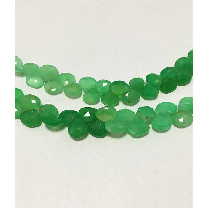 Natural Chrysoprase Faceted Heart 6Mm To 7Mm Beads