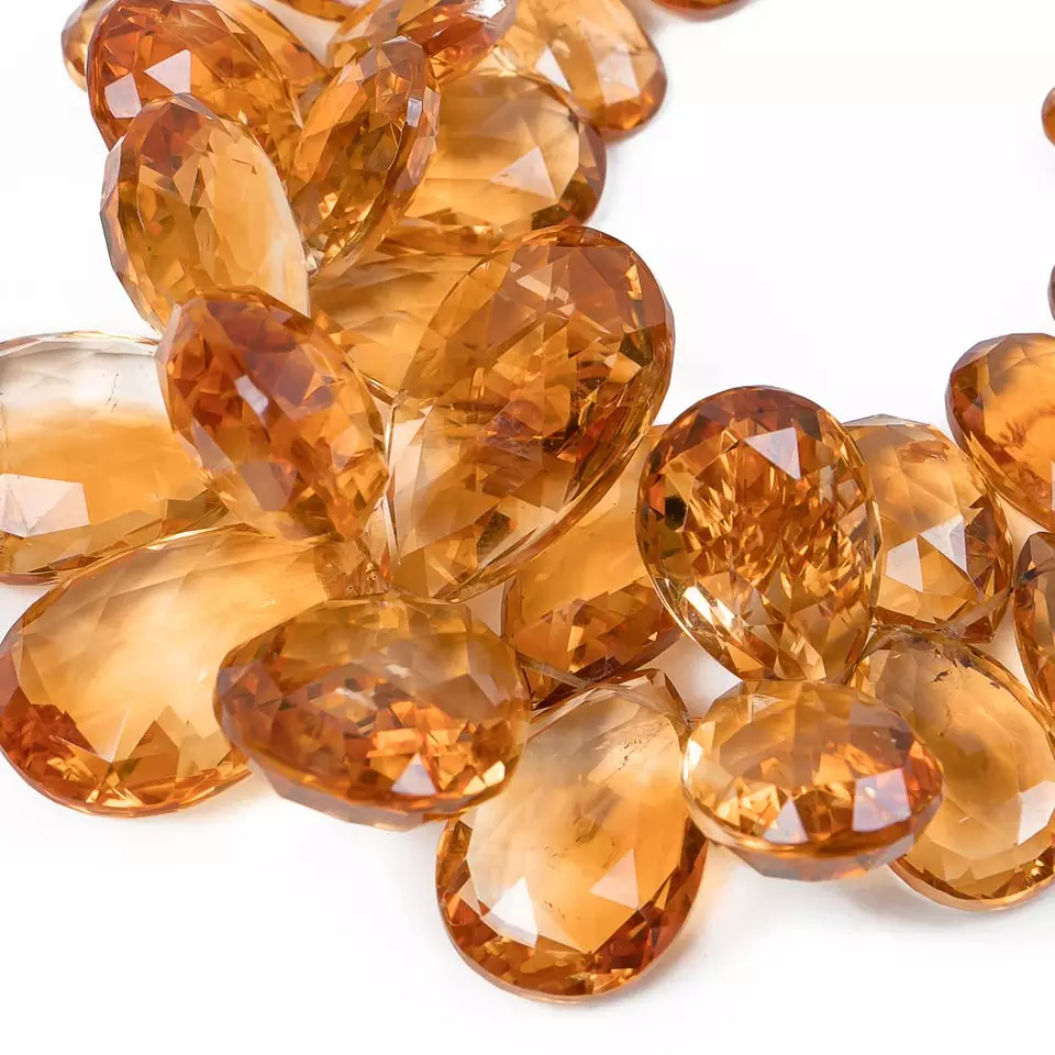 awesome look Citrine Faceted Beads Strands mala
