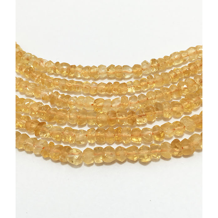 Stunning Citrine Hand Cut Faceted Rondell 4MM TO 4.5MM Beads