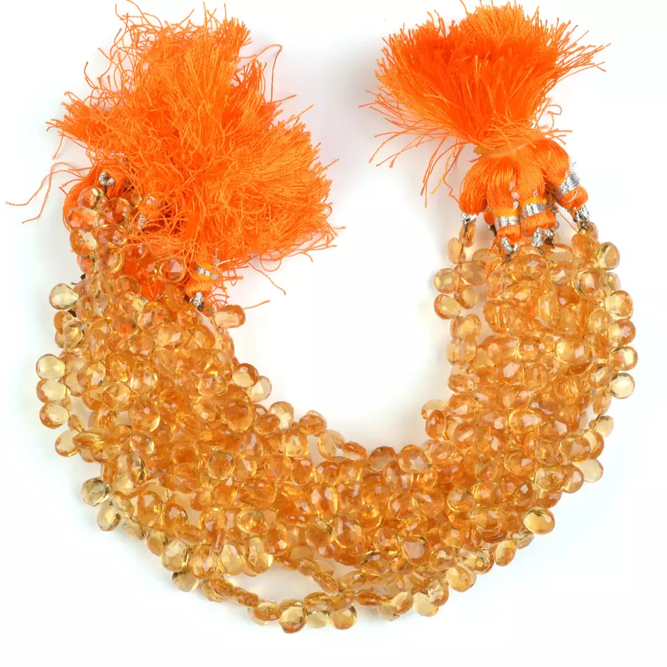 exporters of Citrine Faceted Beads Strands for mala making