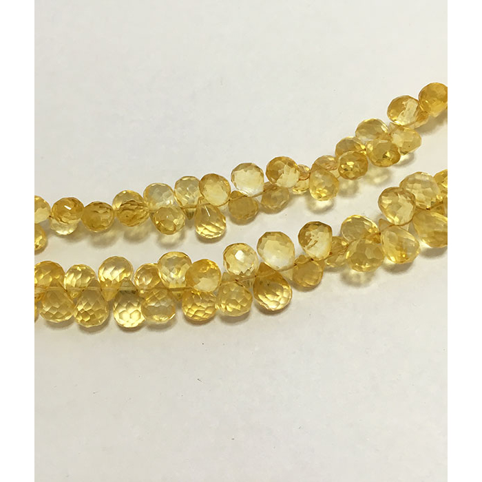 Top Quality Citrine Faceted Briolette's Side Drill Drops Pear 6mm to 7mm Beads