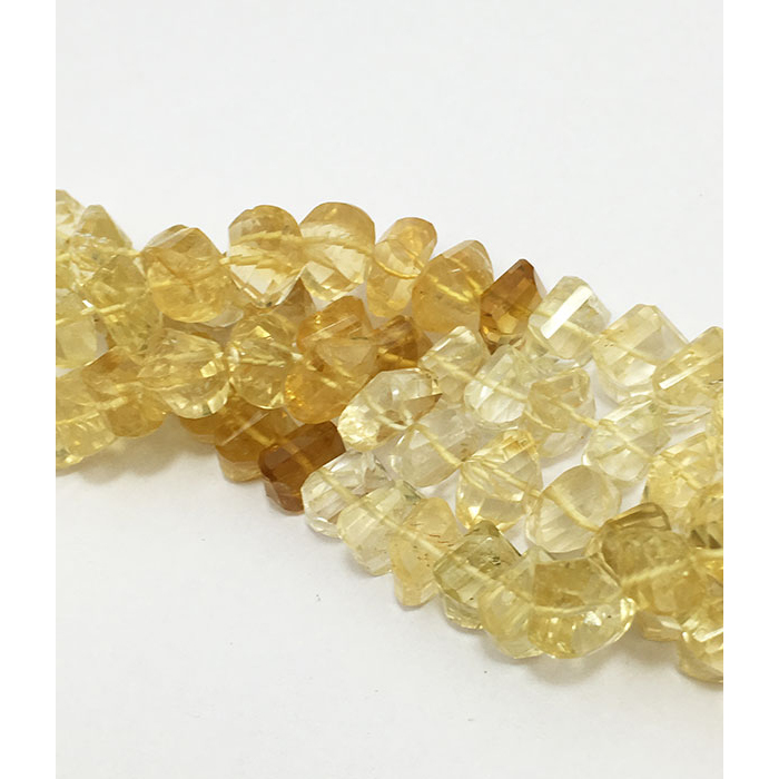 Semi Precious Citrine Faceted Twisted Rondell 8mm to 9mm Beads
