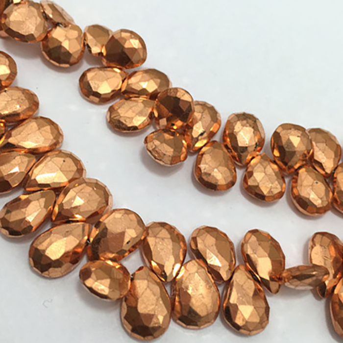 Top Quality Copper Pyrite Faceted Pears 10mm to 13mm Beads