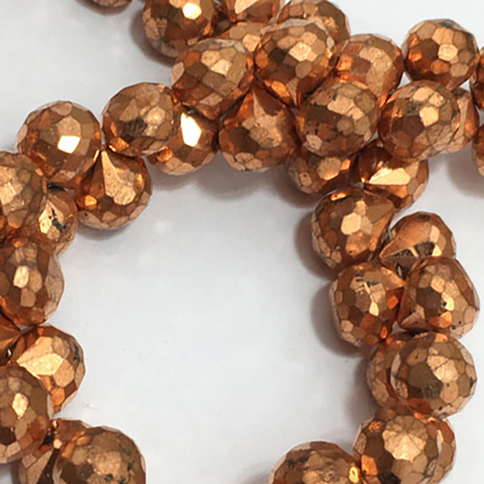 Natural Copper Pyrite Faceted Onion 7mm to 8mm Beads