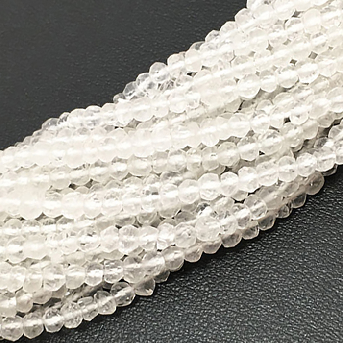 wholesaler Crystal Quartz Faceted Rondell 3mm to 3.5mm Beads