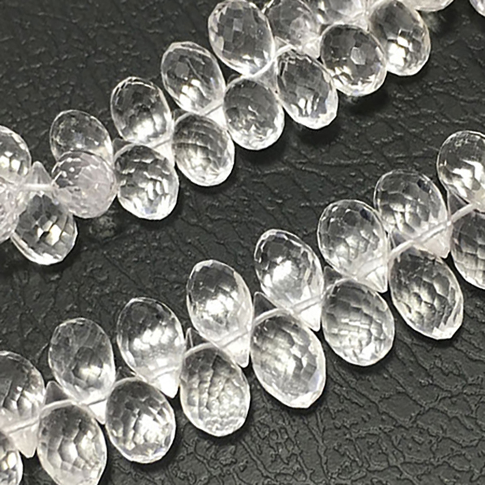 Genuine Crystal Quartz Faceted Briolette Side Drill Drops Pear 5mm to 10mm Beads