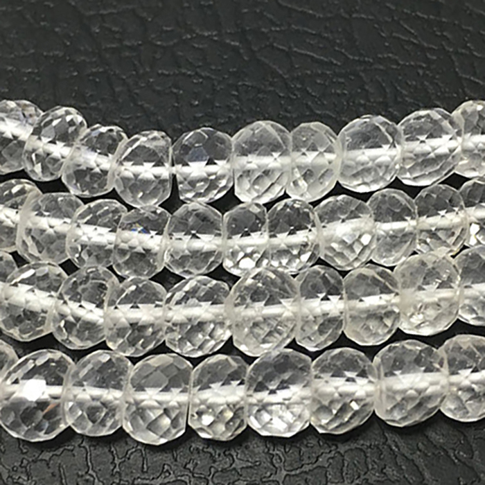 Online Ready Stock Crystal Quartz Faceted Rondell 6mm to 7mm Beads