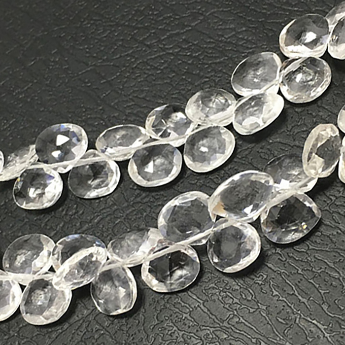 Semi Precious Crystal Quartz Faceted Heart 8mm to 9mm Beads