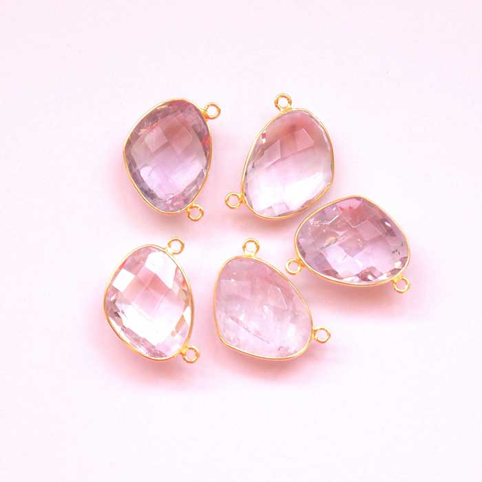 Online Collection Gemstone Double Bail Connector |Electroplated Connector |