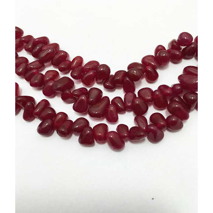 Loose Dyed Red Aventurine Plain Side Drill Drops Pear 6mm to 9mm Beads