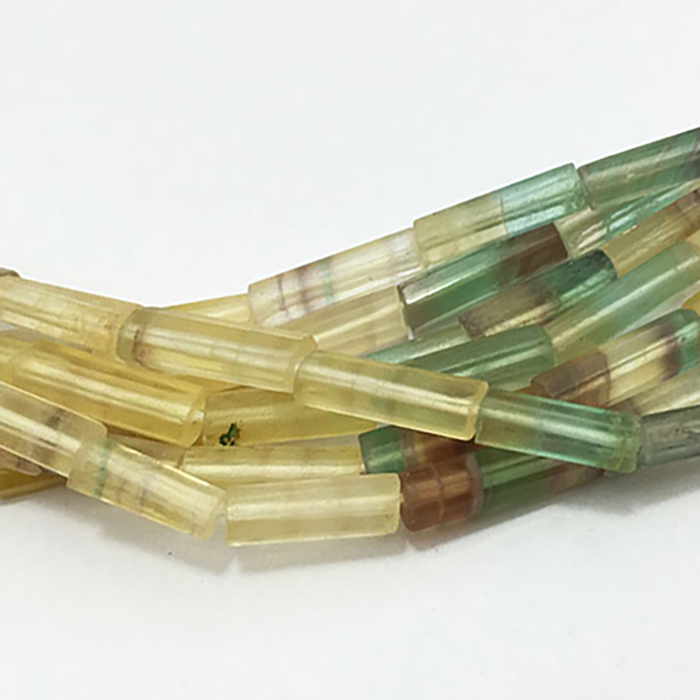 Semi Precious Fluorite Faceted Tube 10mm to 14mm Beads