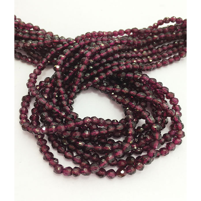 Genuine Garnet Faceted Round 3.5mm to 4mm Beads