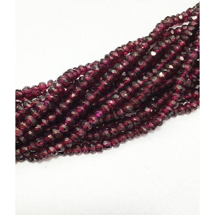 natural  Garnet Faceted Rondell 3mm t 3.5mm Beads