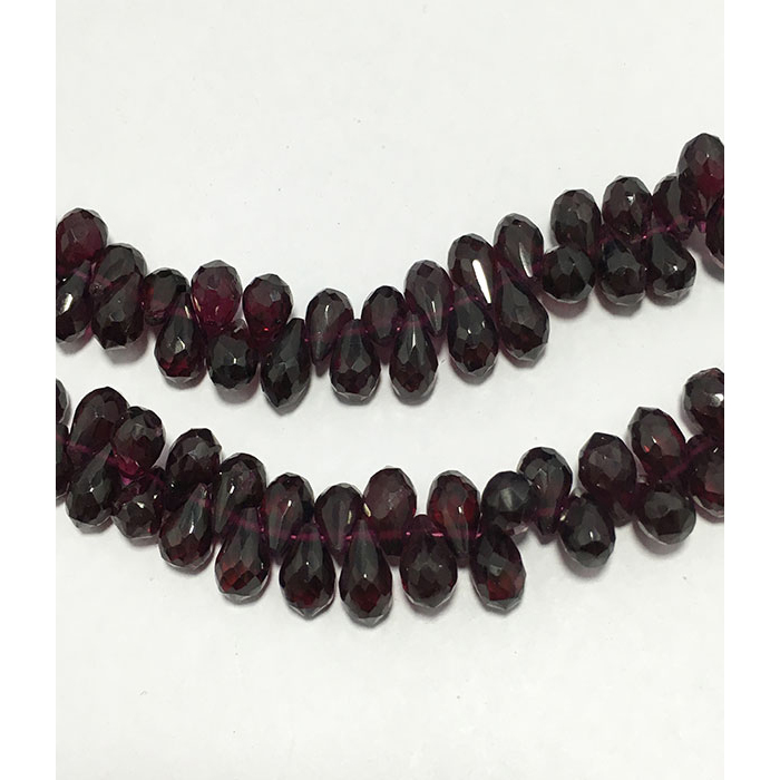 Genuine Garnet Faceted Briolette Drops Pear 4mm to 7mm Beads