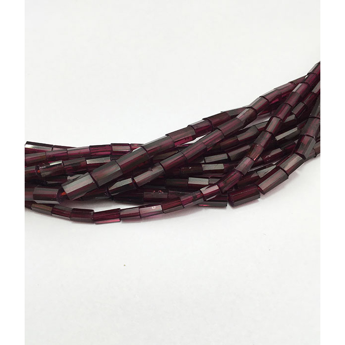 Semi Precious Garnet Faceted Tube 5mm to 7mm Beads