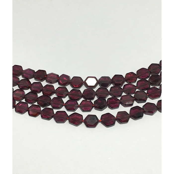 Online Ready Stock Garnet Faceted Flat Hexagon 6mm to 8mm Beads