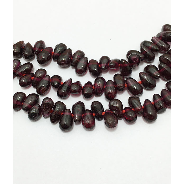 Online Garnet Plain Side Drill Drops Pears 6mm to 8mm Beads